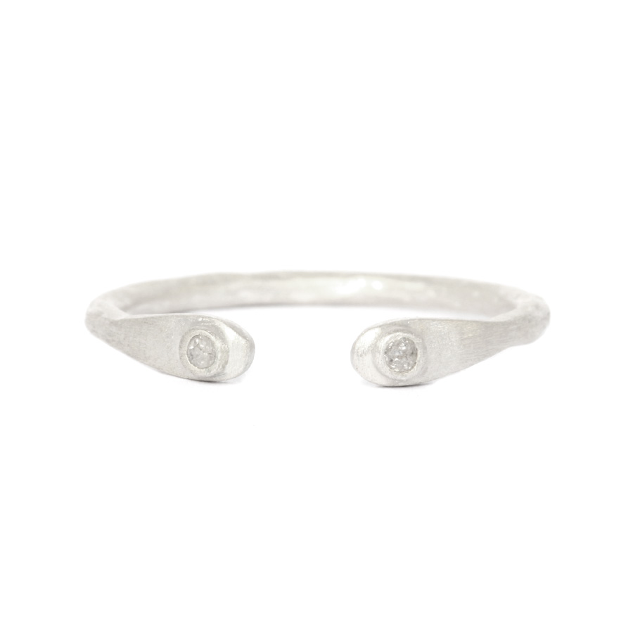 Bague ouverte diamants en argent