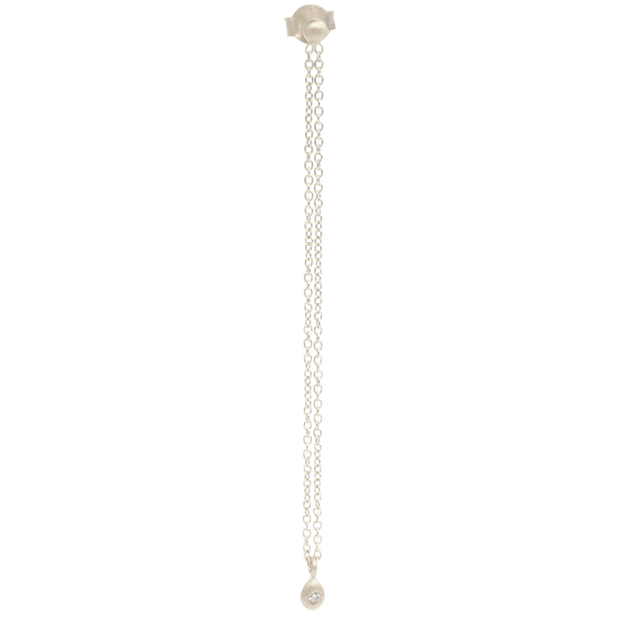 Boucle d'oreille diamant goutte argent