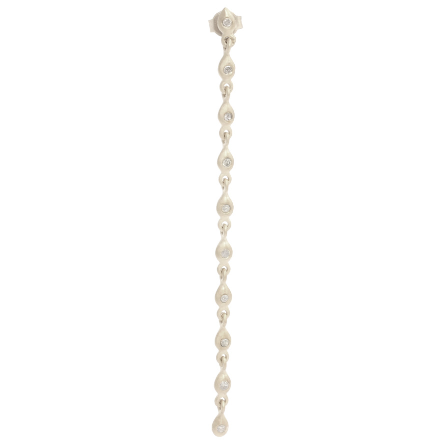 Boucle d'oreille diamants goutte argent