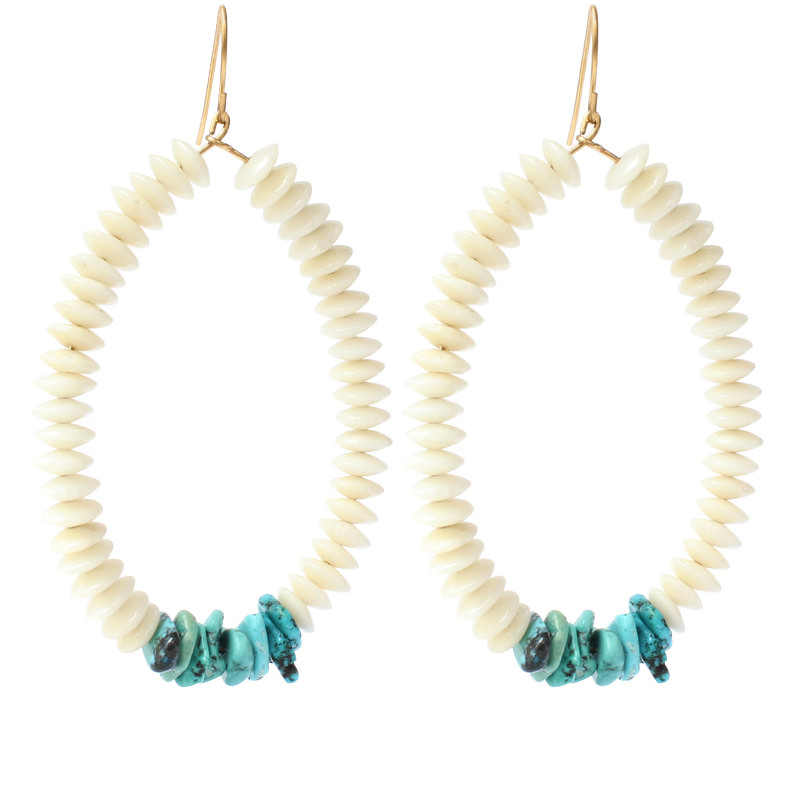 Boucles d'oreilles Bambou et Turquoises