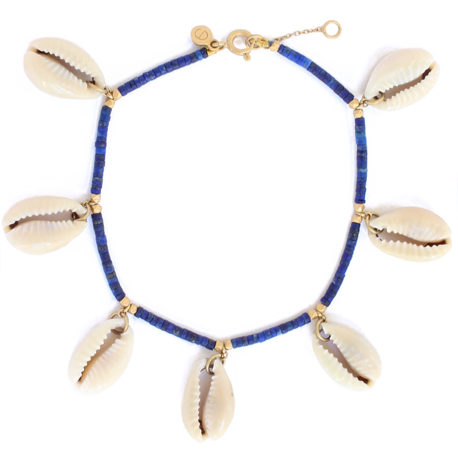 Bracelet lapis lazuli et coquillages
