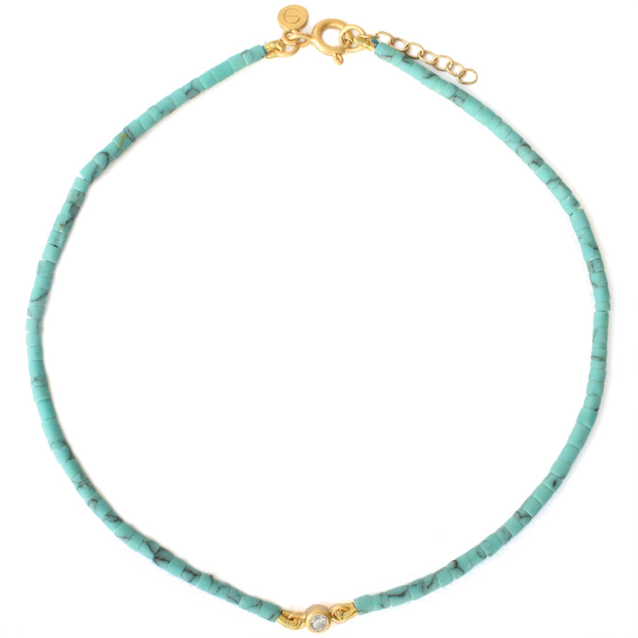 Bracelet de cheville diamant et turquoise