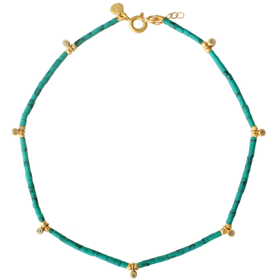 Bracelet de cheville turquoise et diamants