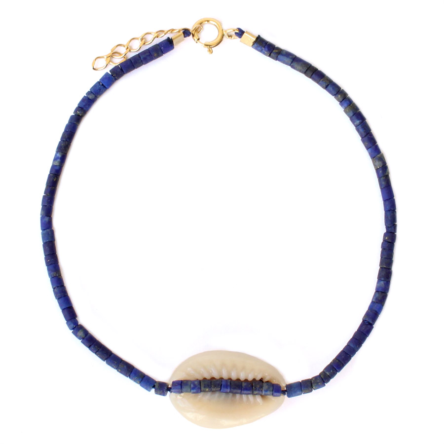 Bracelet lapis lazuli et coquillage