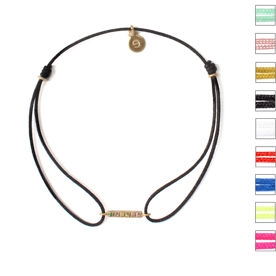 Bracelet cordon barrette pierres