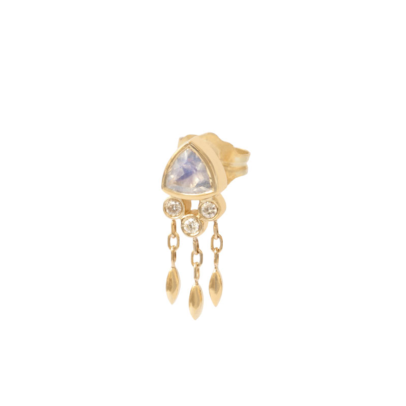 Puce d'oreille franges Moonstone et 3 diamants