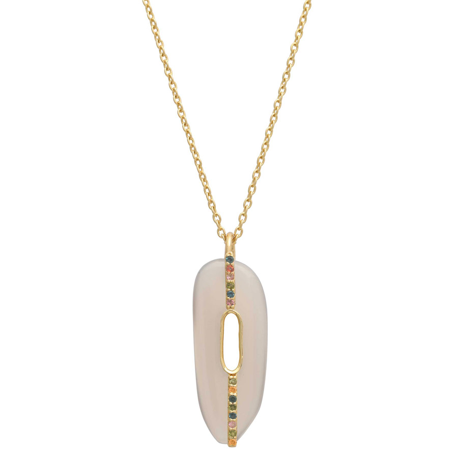 Collier Barbara Agate grise et Tourmalines