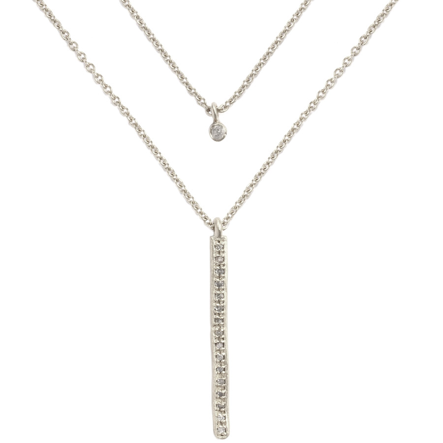 Collier Double diamants argent