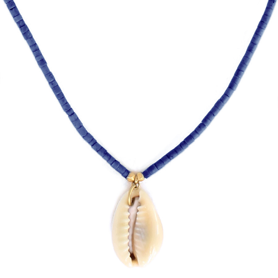 Collier lapis lazuli et coquillage