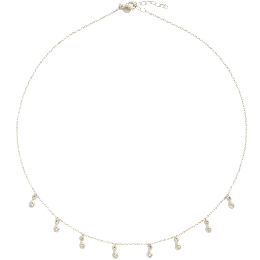 Ras de cou diamants goutte en argent