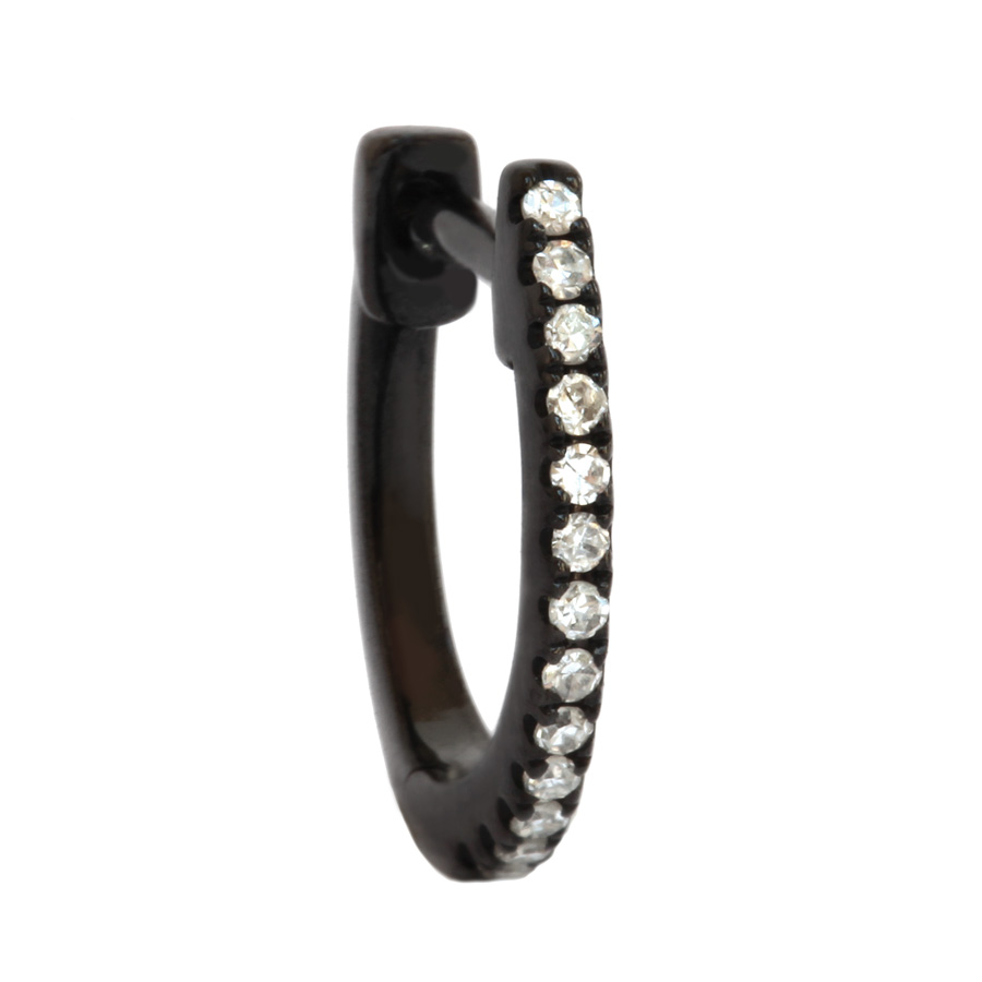 Mini créole diamants or noir 10mm