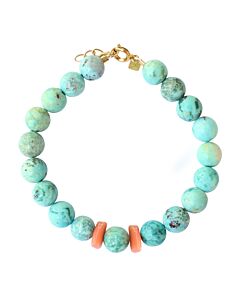 Bracelet Turquoises et Corail boule