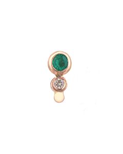Puce d'oreille &eacute;meraude et diamant