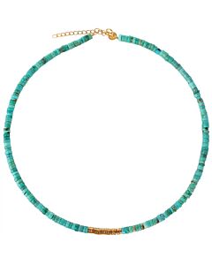 Collier Turquoises et dor&eacute;
