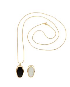 Sautoir Flip Onyx et Agate Blanche