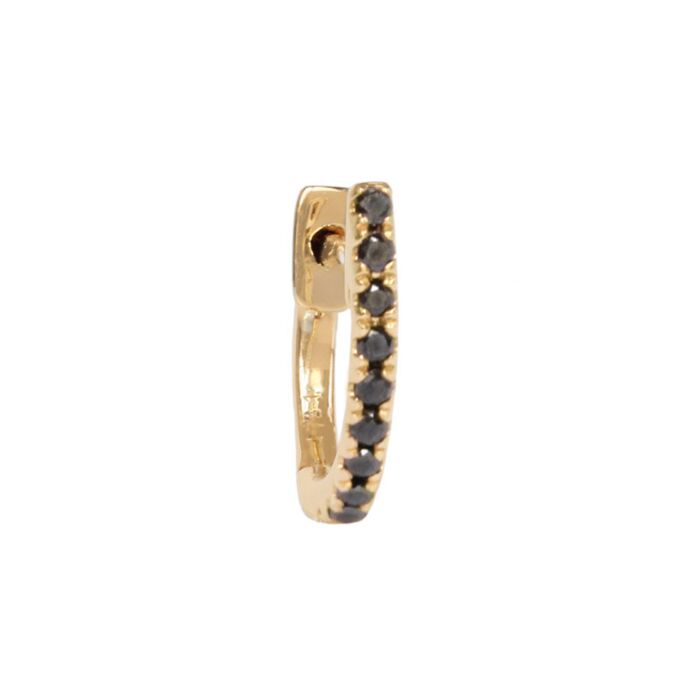 Mini créole or jaune diamant noir | Boucle d oreille diamant Mini créole or jaune diamant noir | Boucle d oreille diamant
