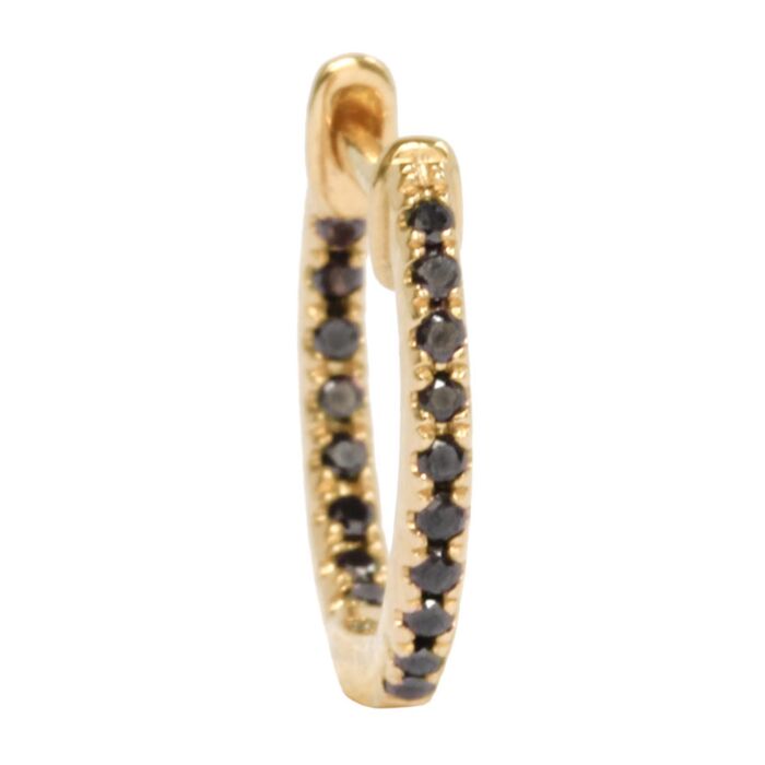 Mini créole or jaune diamant noir | Boucle d oreille diamant Mini créole or jaune diamant noir | Boucle d oreille diamant