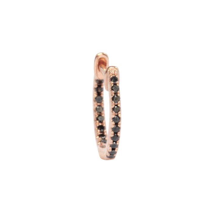 Mini créole or rose diamant noir | Boucle d oreille diamant Mini créole or rose diamant noir | Boucle d oreille diamant