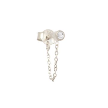Boucle d'oreille diamant chaine argent