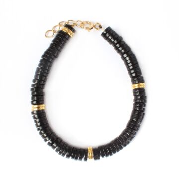 Bracelet Agates noires et doré 