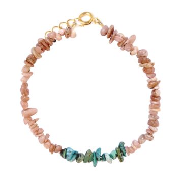 Bracelet pierres roses et turquoises