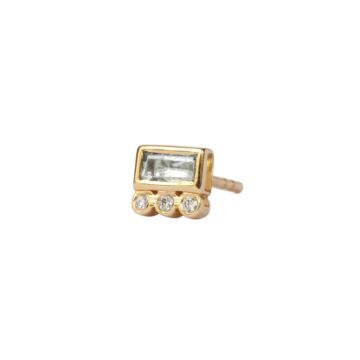 Puce d'oreille diamants baguette