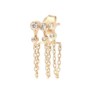 Boucle d'oreille constellation diamants triple chaine 