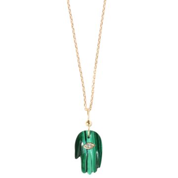 Collier main mudra malachite