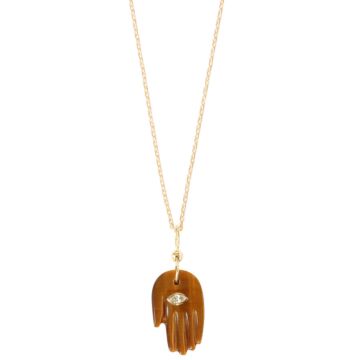 Collier main mudra oeil de tigre