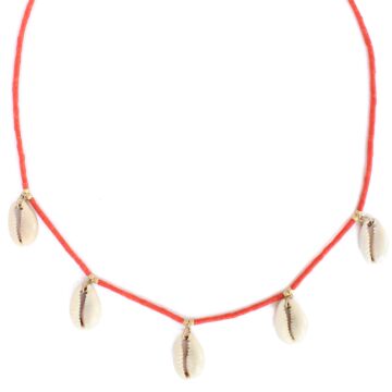 Collier corail et coquillages