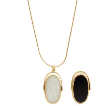 Collier Flip Onyx et Agate blanche