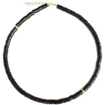 Collier Agates noires et doré 