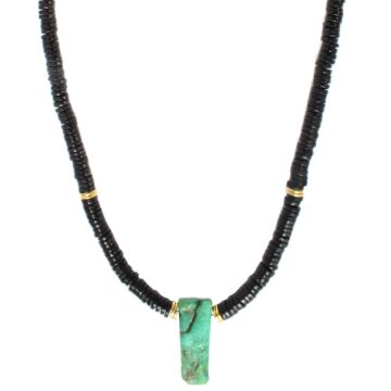 Collier Agates noires et Chrysoprase