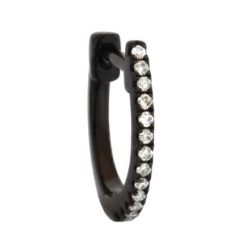Créoles en or noir et diamant 10 mm | Boucle d'oreille diamants