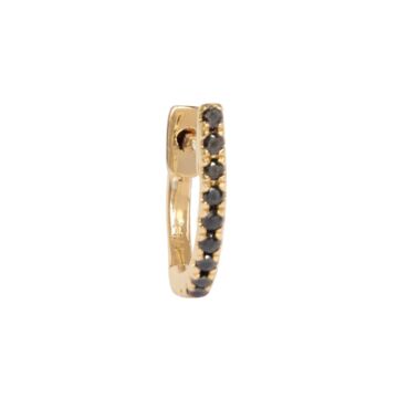 Mini créole or jaune diamant noir | Boucle d oreille diamant