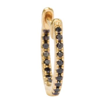 Mini créole or jaune diamant noir | Boucle d oreille diamant