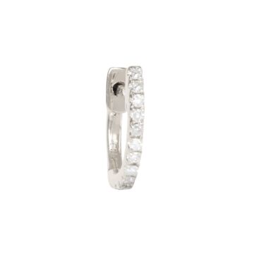 Créoles en or blanc et diamant 8 mm