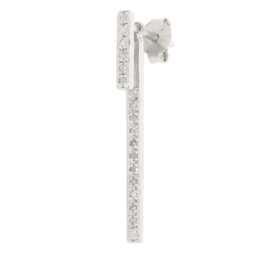 Boucle d'oreille double diamants argent