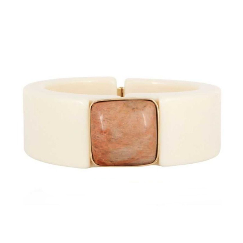 Bracelet Arty Ivoire et Calcite rose