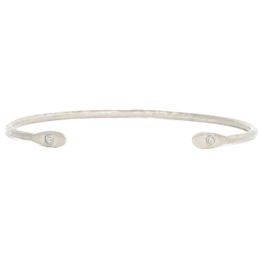 Jonc ouvert diamants argent