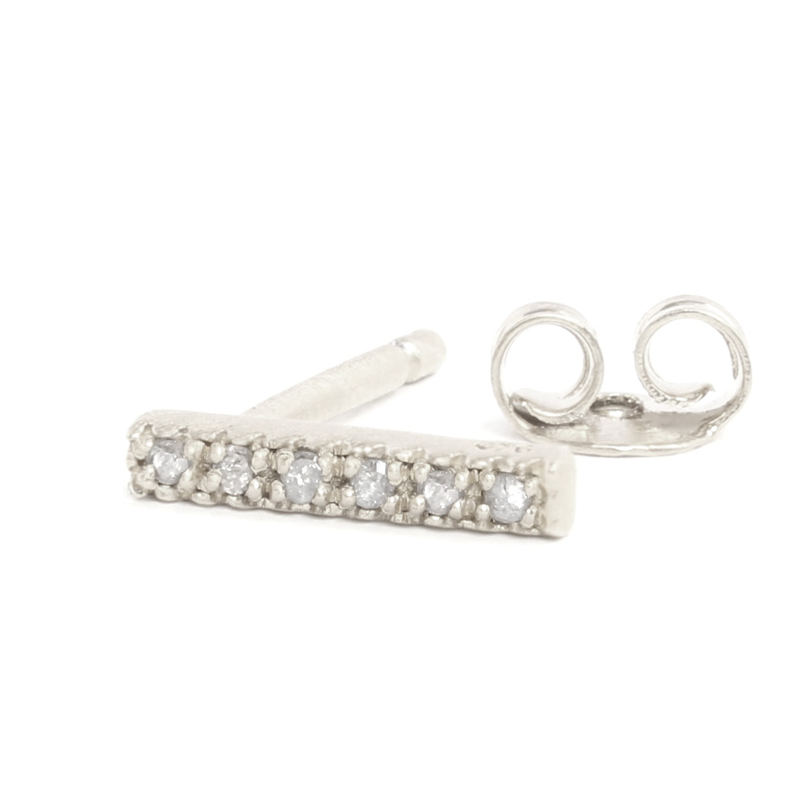 Boucle d'oreille barrette diamants argent (Elsa Madjar)-Blanc